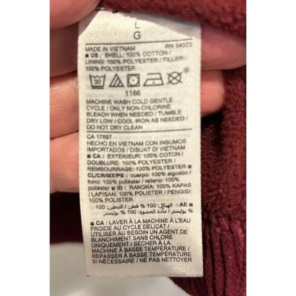 Old Navy Women's Oversize Puffer Wine Corduroy Padded Jacket Pockets Zip Large‎ - Picture 8 of 8